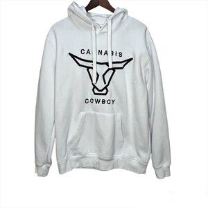 Cannabis Cowboy White Hoody Sweater Size Large